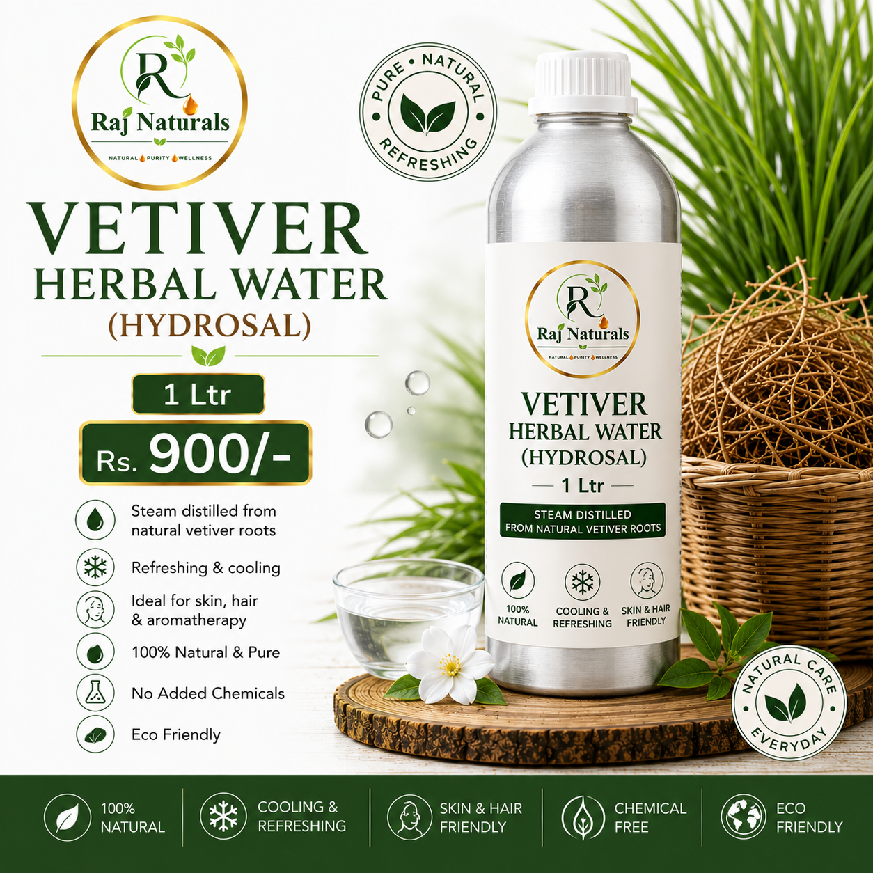 Vetiver Herbal Water (Hydrosal) – 1 Ltr